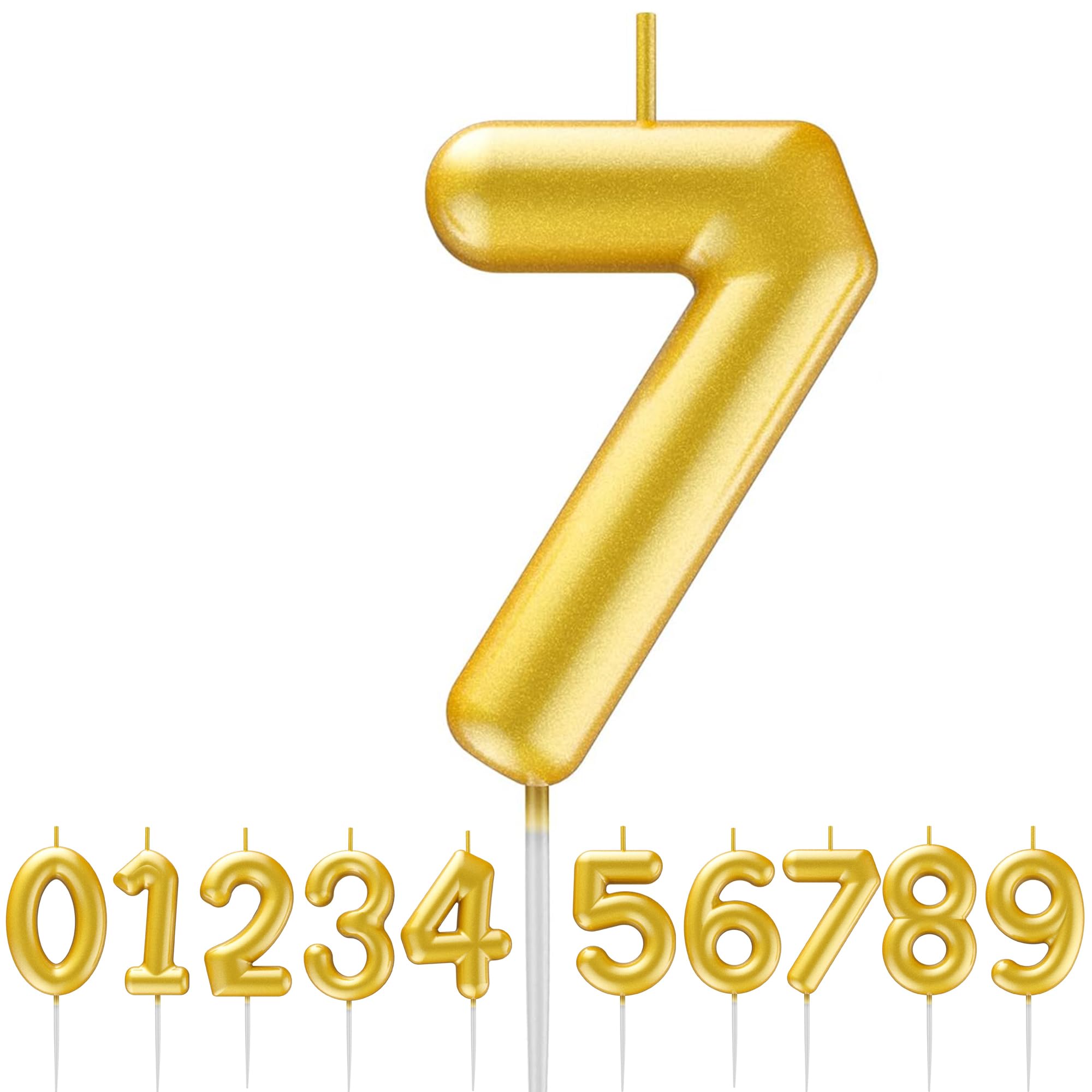 Toyventures Gold 7 Gold Number Candle Happy Birthday 3D Number Candles For Birthday Cake Party Decoration Wedding Anniversary Celebration Supplies (Gold 7)