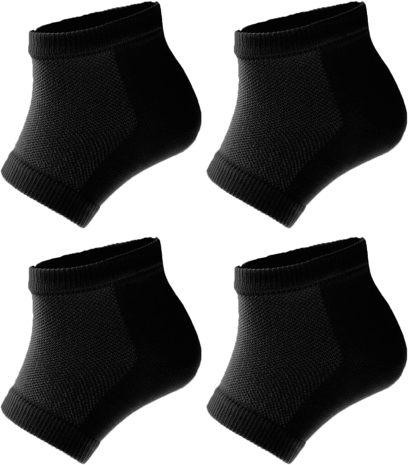 Sibba 2 Pairs Gel Heel Socks Soft Moisturizing Socks for Cracked Heel Treatment Ventilate Open Toe Socks Day Night Care Skin Beauty Spa Treat Dry Hard Foot Men and Women (Black Mesh)