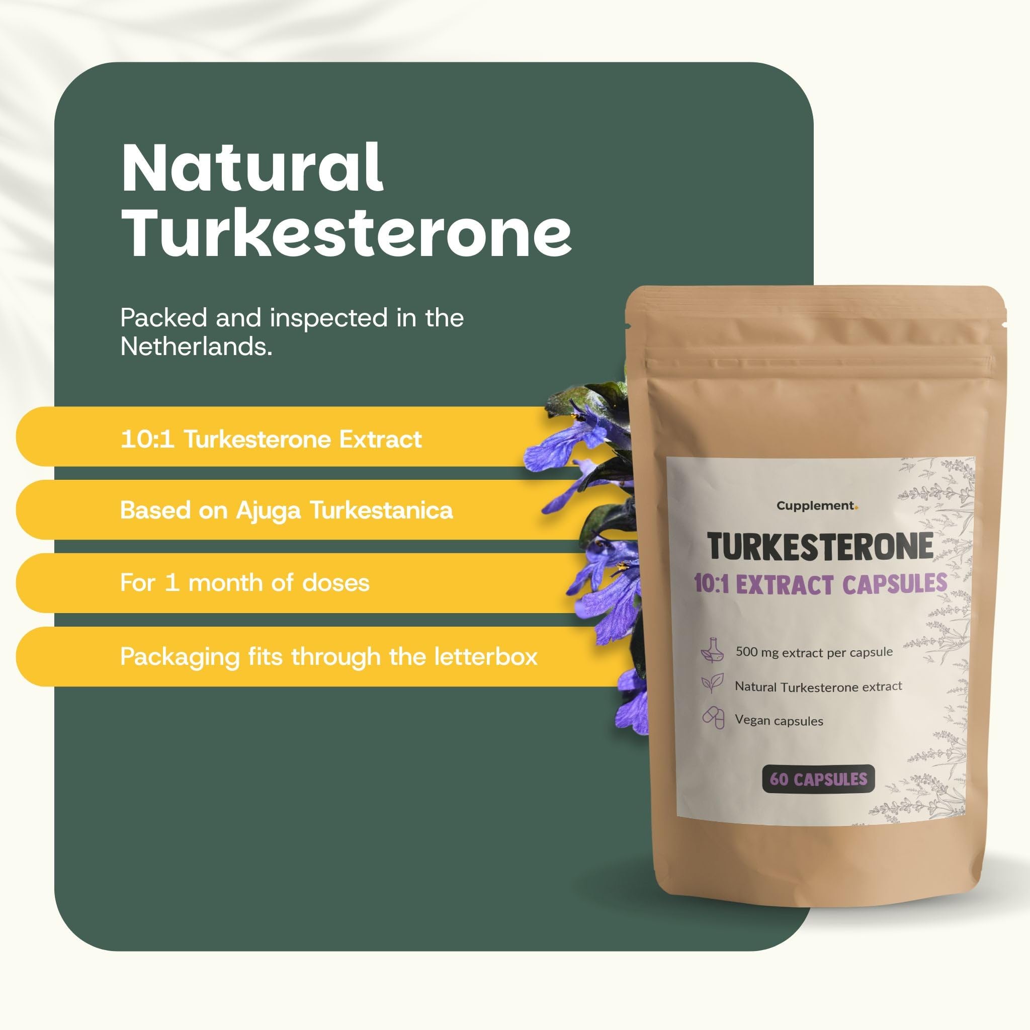 Turkesterone Extrakt Kapseln 500 mg Kombideal 4x 60 Capsules - Ajuga Turkestanica – Testosteron