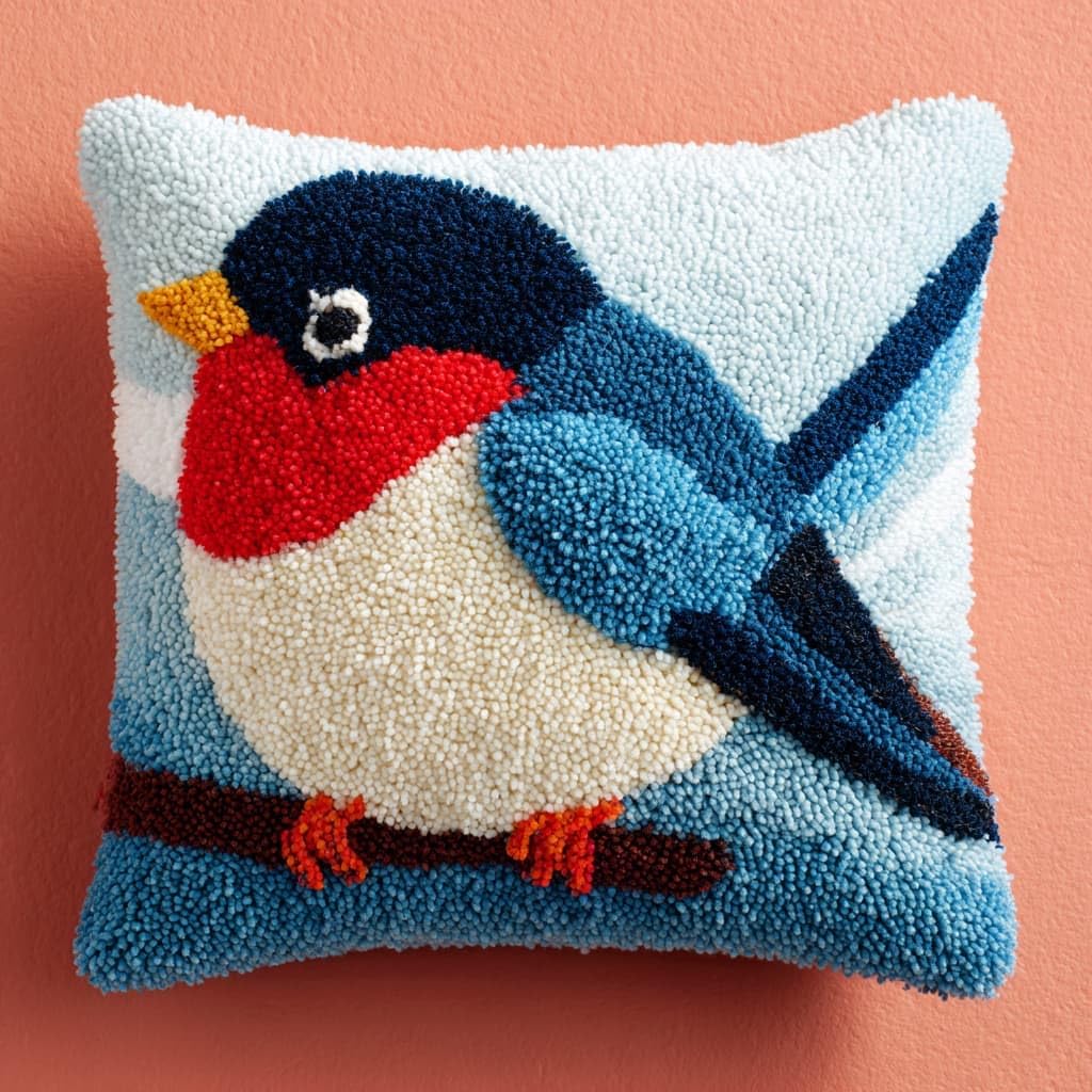 Taxpy Latch Hook Cushion Kits 17X17Inch, Animals Birds Latch Hook Pillow Case Kits Embroidery Kit, DIY Needlework Pillow Cover Cushion Rug Making Kit
