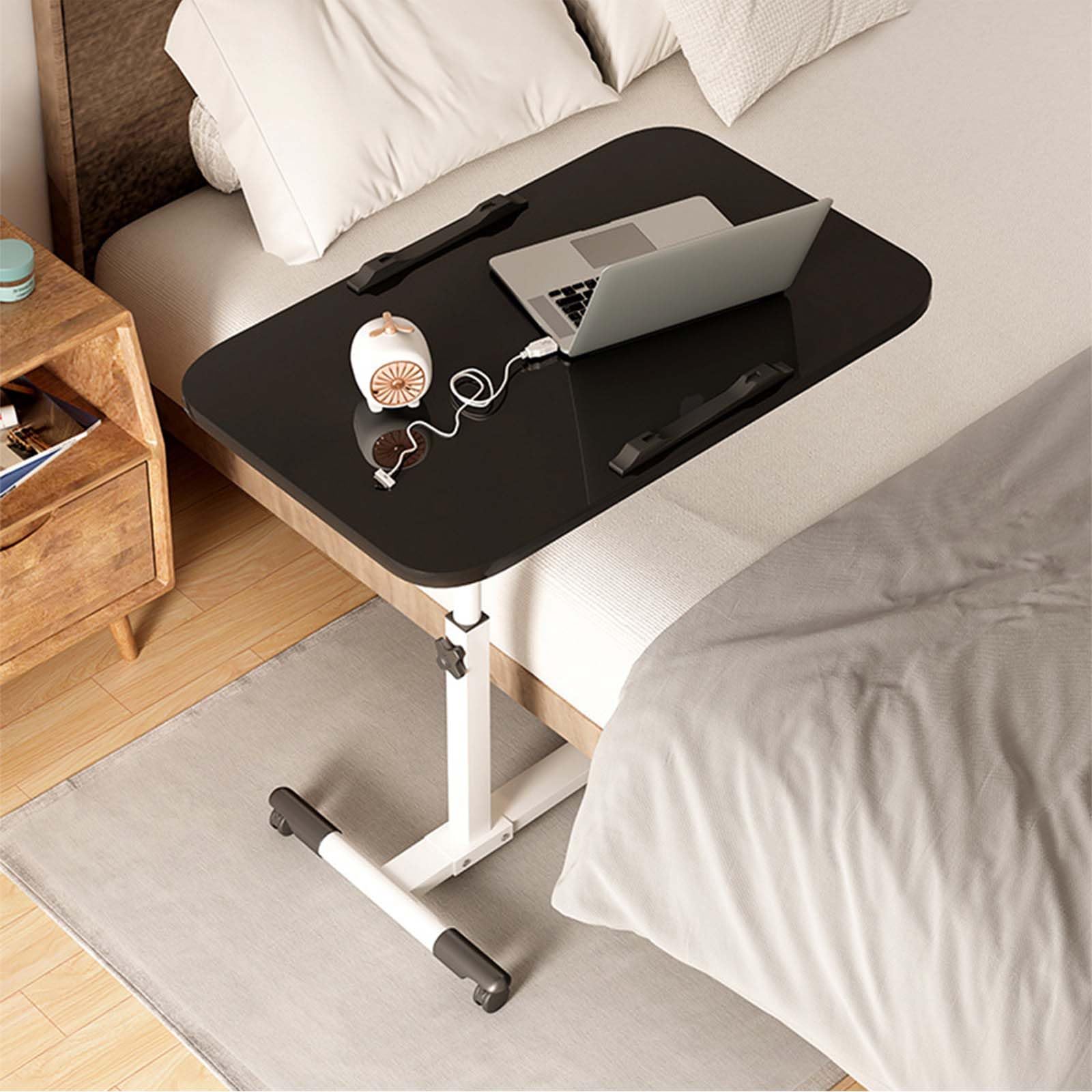 GarveeLife Tavolo per computer portatile regolabile in altezza, con ruote, pieghevole, per letto e divano, piano inclinabile, scrivania portatile per ufficio e casa, bianco