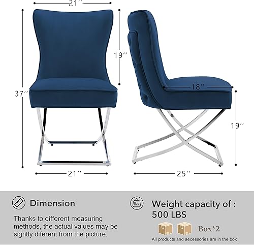 Miniatura 21 de LOULENS Elegance - Juego de 6 sillas de comedor de terciopelo, lujosas sillas de comedor tapizadas copetudas, sillas decorativas de terciopelo real