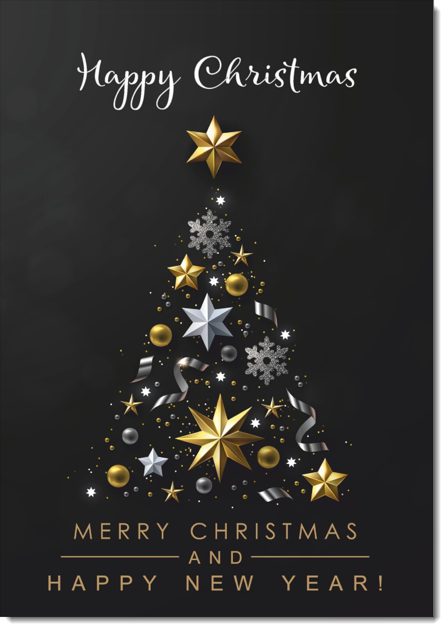 doodlecards Happy Christmas, Christmas Card Black Abstract Christmas Tree Large A4 Size Christmas Card with Plain Envelope — image 1