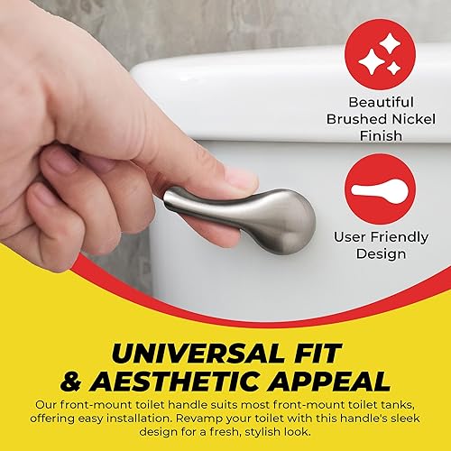 Miniatura 10 de Qualihome Kit de reemplazo de mango de inodoro blanco de montaje frontal con kit de repuesto universal de 2 pulgadas y cadena de aleta de inodoro de