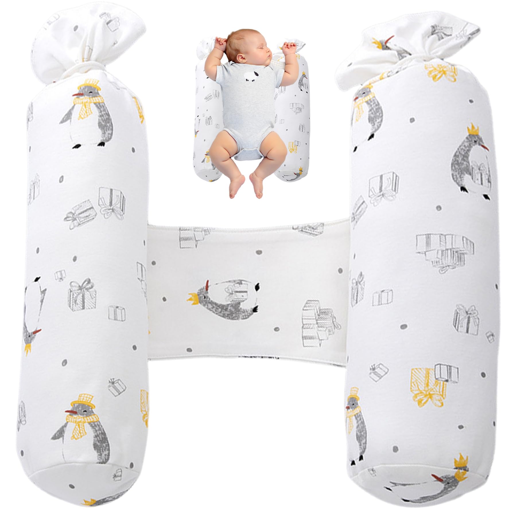 Anti-Rollkissen für Baby, 1 Paar einstellbares Seitenschläferkissen, Style 2 Weiche Baumwoll-Süßigkeiten-Formpositionierer für 0-12 Monate, waschbar