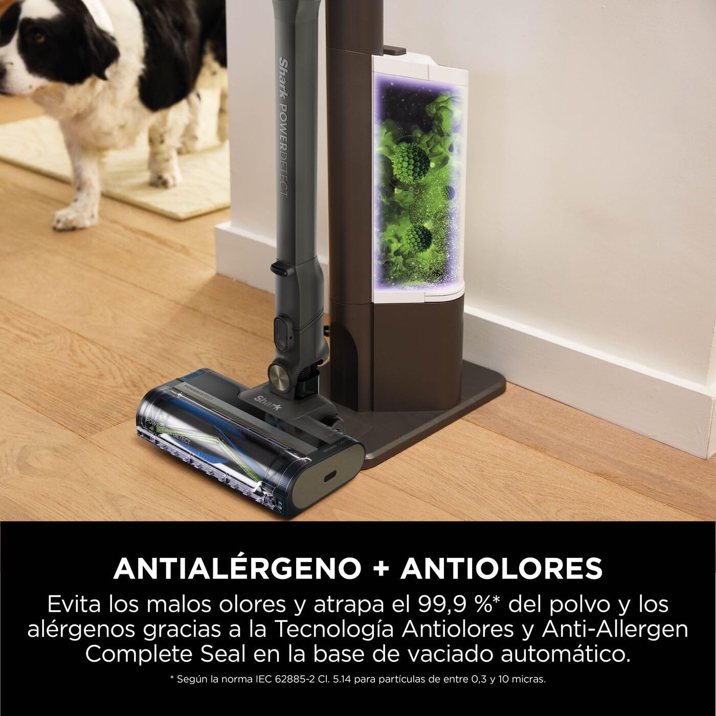Shark PowerDetect Clean & Empty Aspiradora inalámbrica con PowerFins Detect y Reverse Clean, estación de 2 L, Anti Hair Wrap Plus, hasta 70 min, Accesorios para Pelo de Mascotas, Gris, IP3225EUT