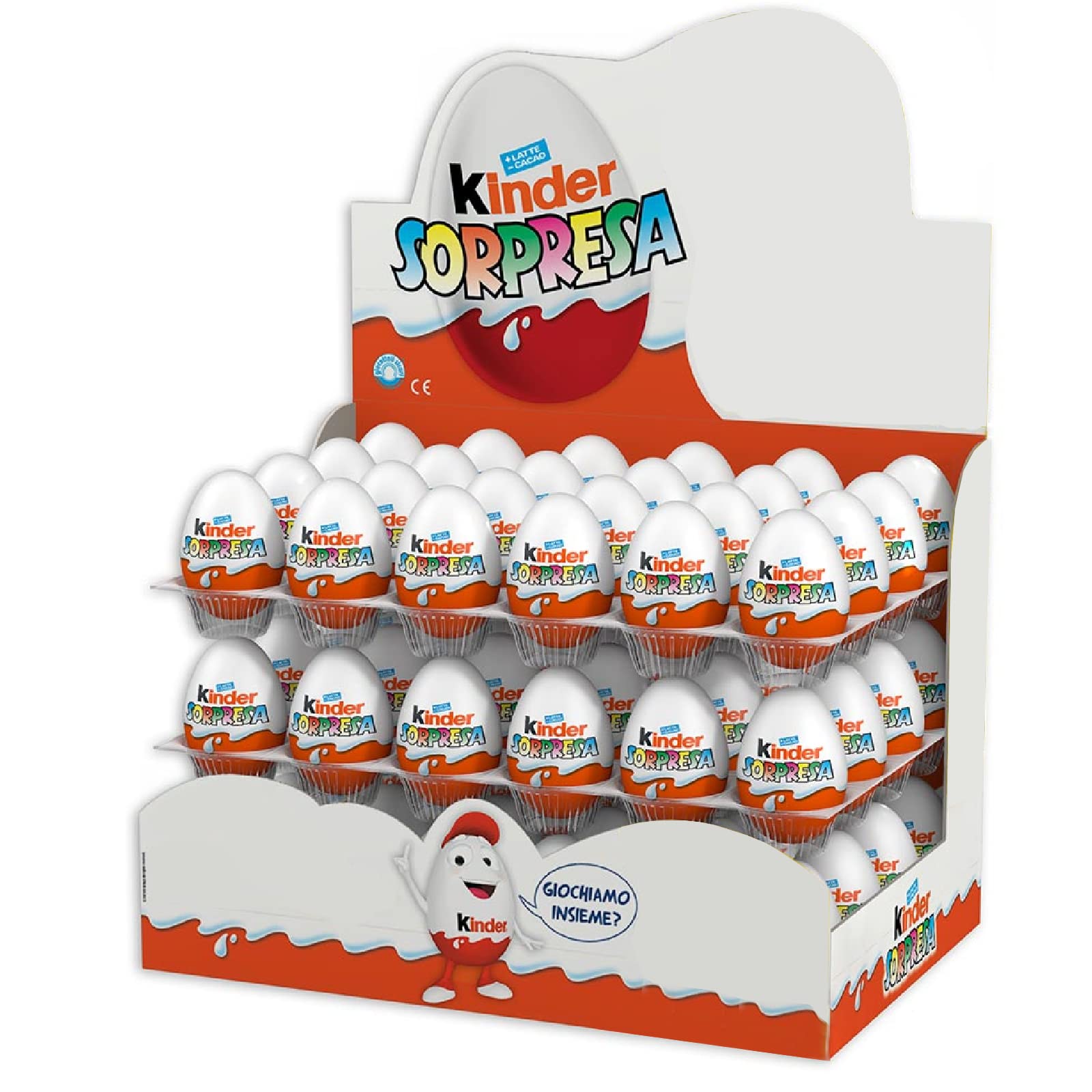 KINDER SORPRESA OVETTO KINDER UOVA CIOCCOLATO AL LATTE BOX ESPOSITORE DA 72 PZ
