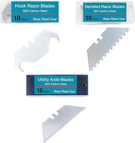Miniatura 1 de Cuchillas de cuchillo utilitario, repuestos de cuchillas de corte, 10 paquetes, una de cada una de las cuchillas estándar, cuchillas de gancho y