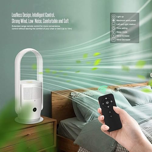 Miniatura 4 de ULTTY SKJ-CR021 - Combo de ventilador de torre sin aspas y purificador de aire, filtro HEPA verdadero 99.97% de caspa de polen, polvo de humo,