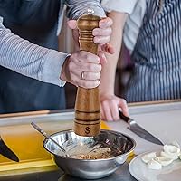 Vista 2 de Juego de 2 molinillo de pimienta de madera, molinillo de sal y pimienta de 10 pulgadas, molinillo de pimienta, salero con rotor de cerámica