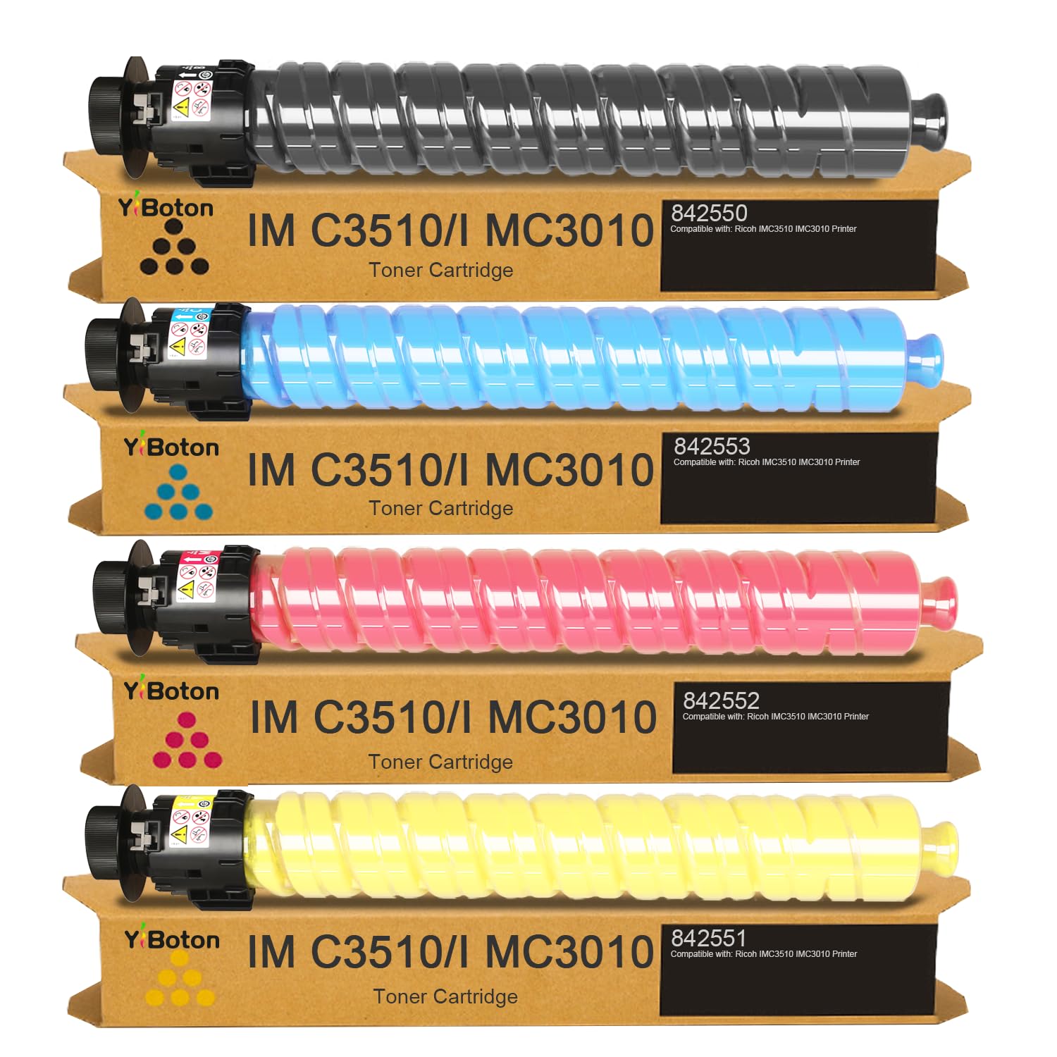 High Yield IM C3010 IM C3510 Toner Cartridge for IMC3510 IMC3010 Printer | 842550 842553 842552 842551 4-Pack Black Cyan Magenta Yellow Compatible with Ricoh IMC3510 IMC3010 IM C3010 IM C3510 Printer