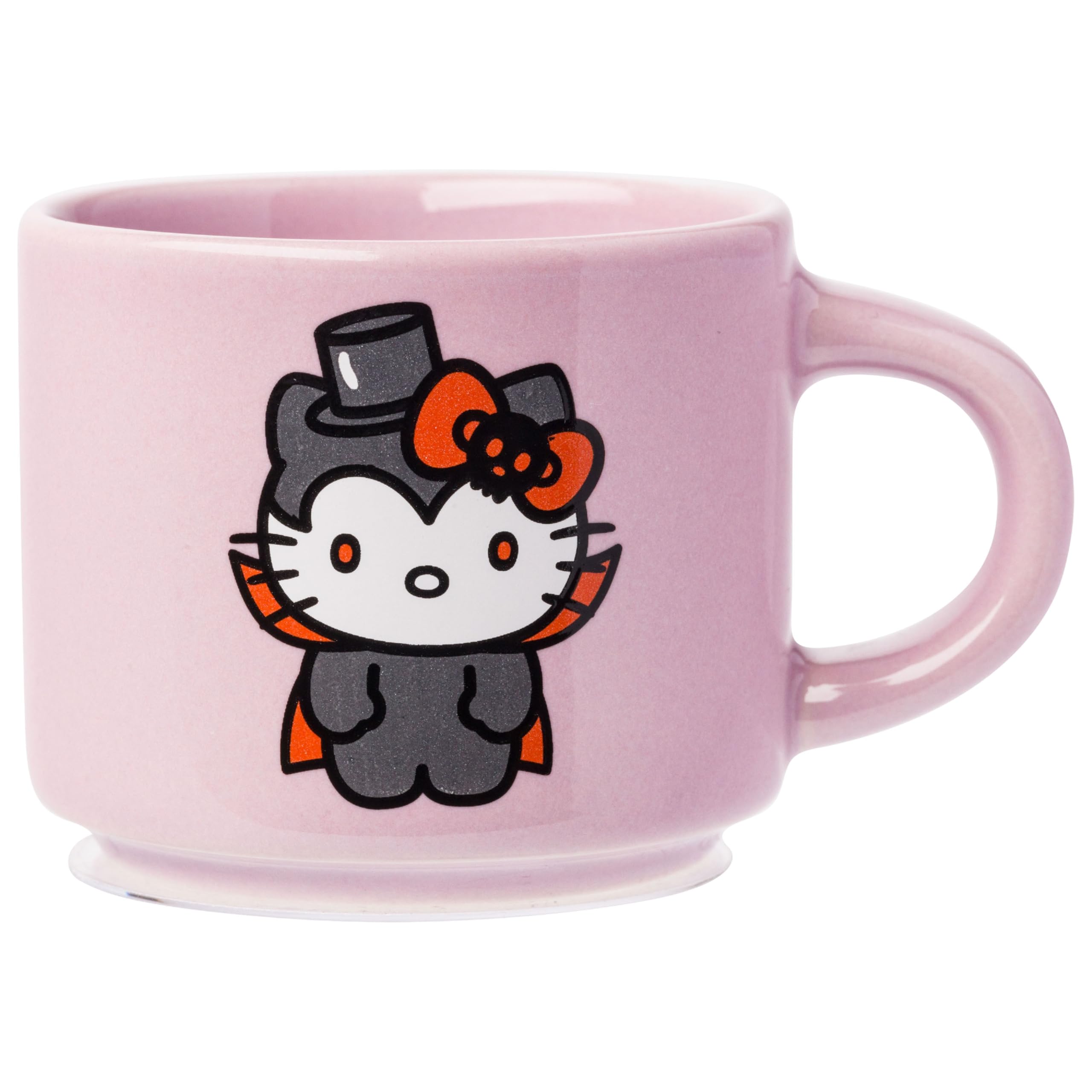 Silver Buffalo Sanrio Hello Kitty Halloween stapelbares Keramikbecher-Set mit Aufbewahrungsregal, 85 ml, 4 Stück