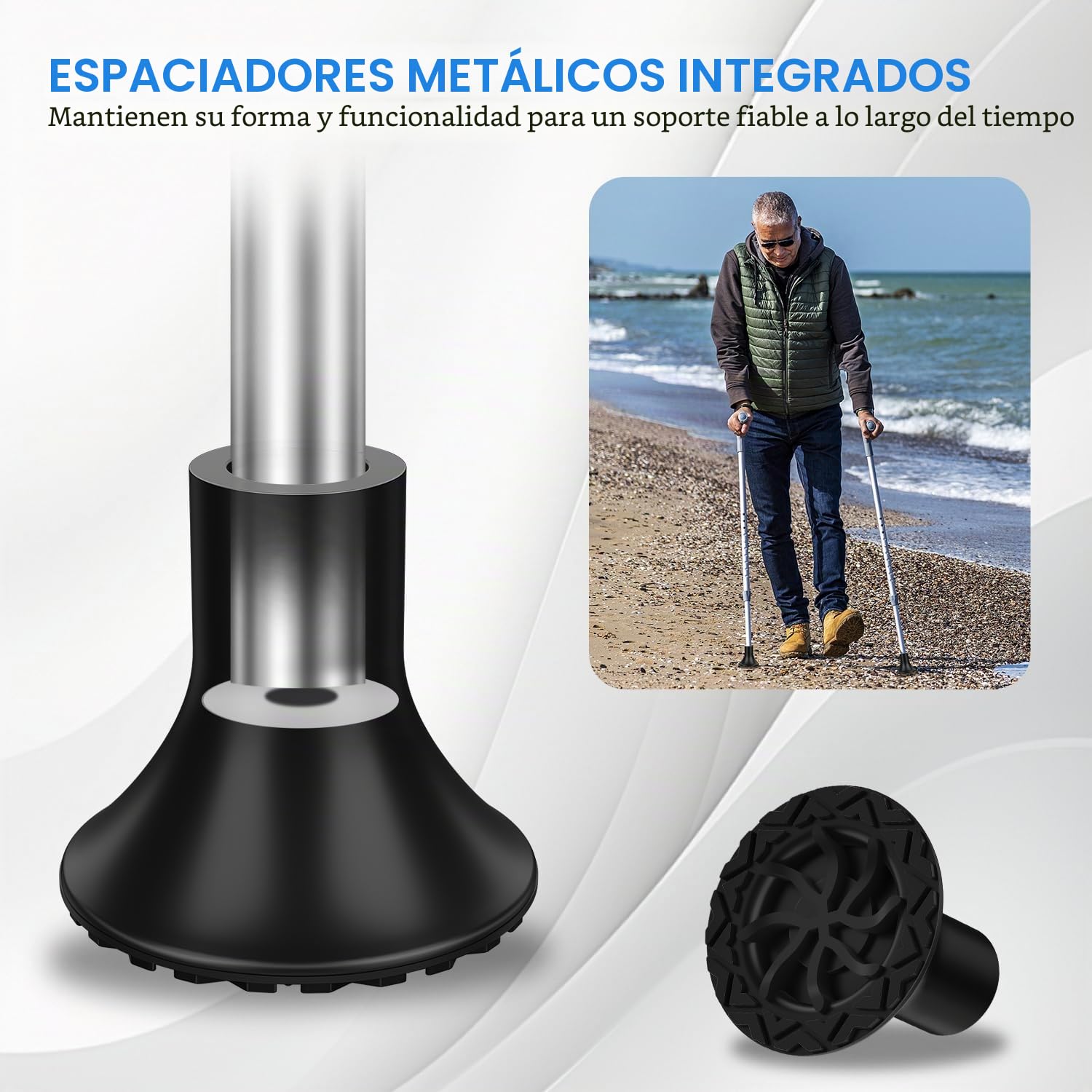 supregear Conteras de Goma para Muletas (Paquete de 2), Punta de Goma Todo Terreno de 22 mm para Muleta, Almohadilla de Repuesto Gruesa y Resistente para Bastones de Caminata y Muletas Plegables