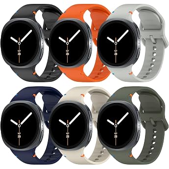 BDIG Pack of 6 Sports Wristbands for Samsung Galaxy Watch 8 40 mm 44 mm / Galaxy Watch 8 Classic 46 mm Soft Silicone Watch Strap Replacement Strap for Men and Women