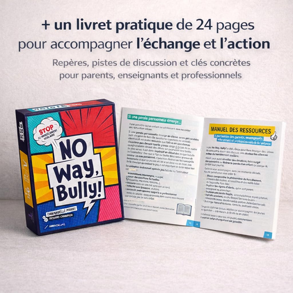 Topla | No Way, Bully! | Jeu Contre Le harcèlement Scolaire et Le cyberharcèlement | 10–18 Ans | 2 à 30 Joueurs | Parents, Enseignants & Professionnels | Livret Pratique 24 Pages