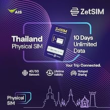 Thailand SIM Card | Unlimited Data for 10 Days | 4G/5G High-Speed Data | One SIM for Lifetime | Easy Top-Up via App | Hotspot Sharing Supported | No Contract Required