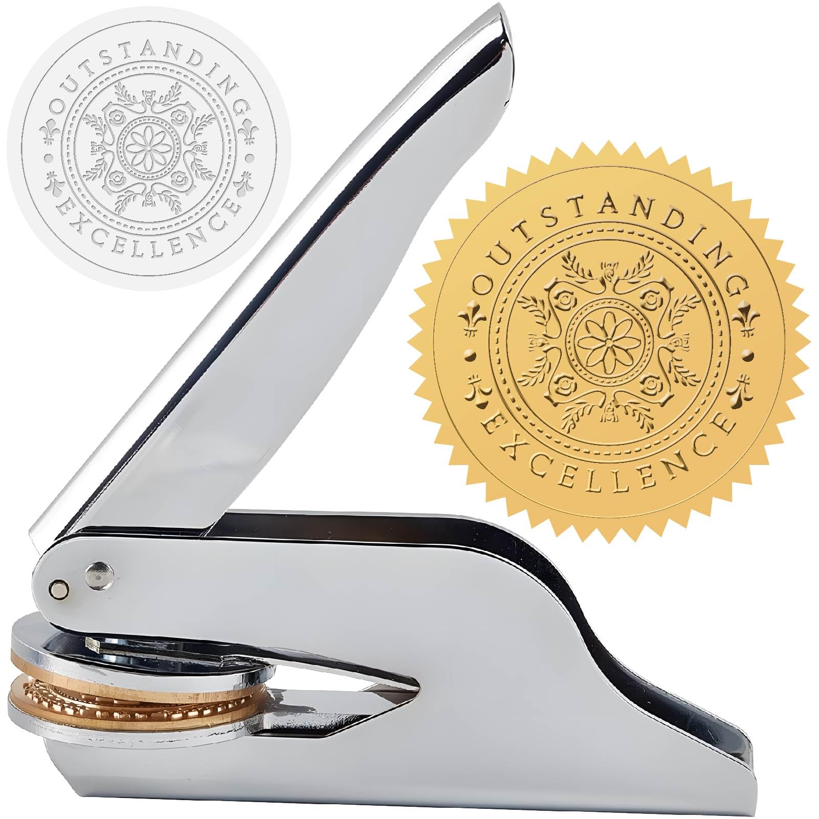 CRASPIRE Vintage Pattern Book Embosser Seal Stamp Stainless Steel Library Stamp Hand Held Embossing Stamp Seal Notary Embosser Stamp with Plastic Box for Envelopes Napkins Paper Wedding Invitation