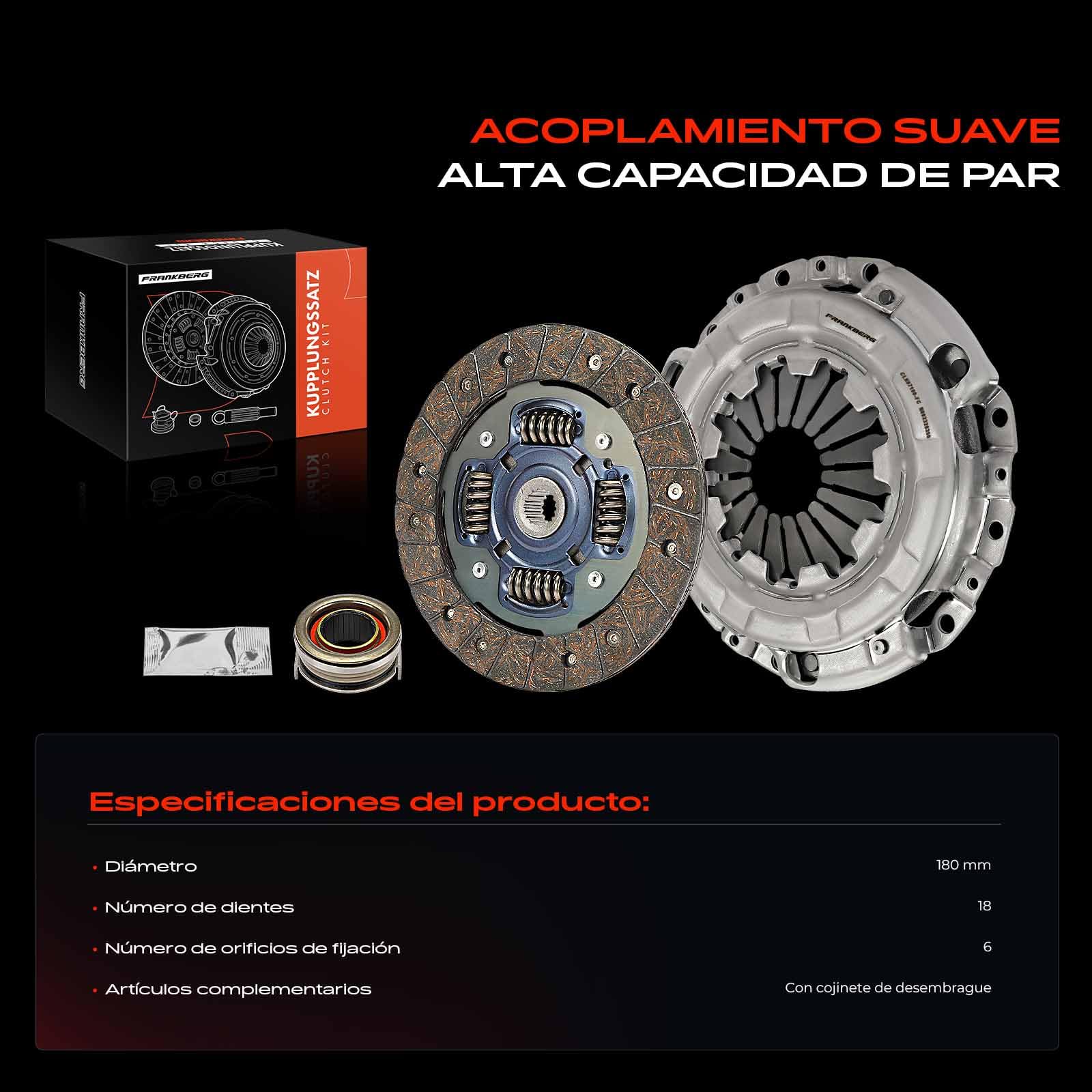 Frankberg Kit de embrague con cojinete de desembrague 926528004 | Compatible con: Matiz M200 M250 ,Alto FF HA24 ,Wagon R+ Hatchback EM