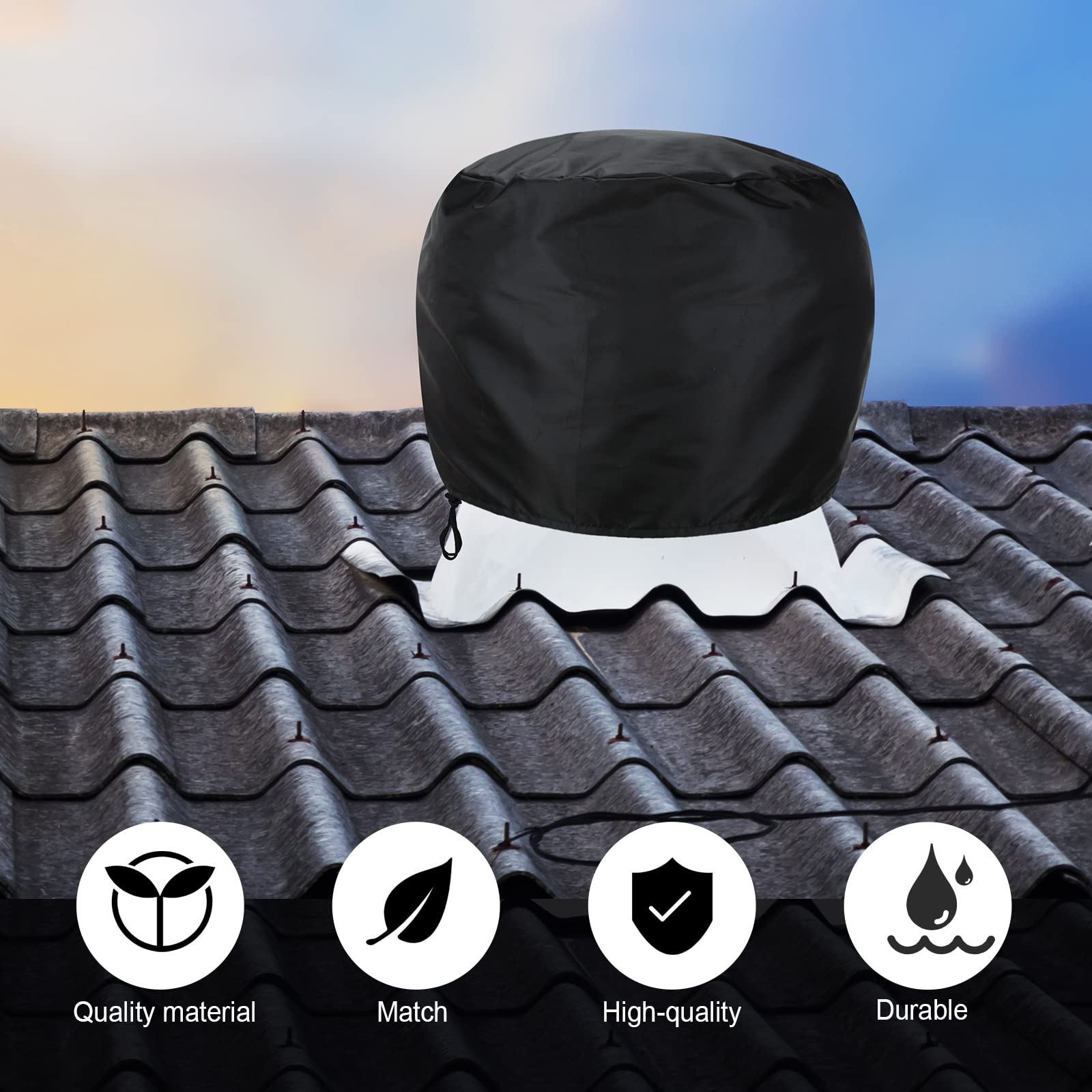 Turbine Vent Cover, Beige Roof Ventilator Cover Waterproof Turbine Roof Ventilator Cover Waterproof Extra Large 210d Cloth 5151 Cm 2 Pcs - View #13