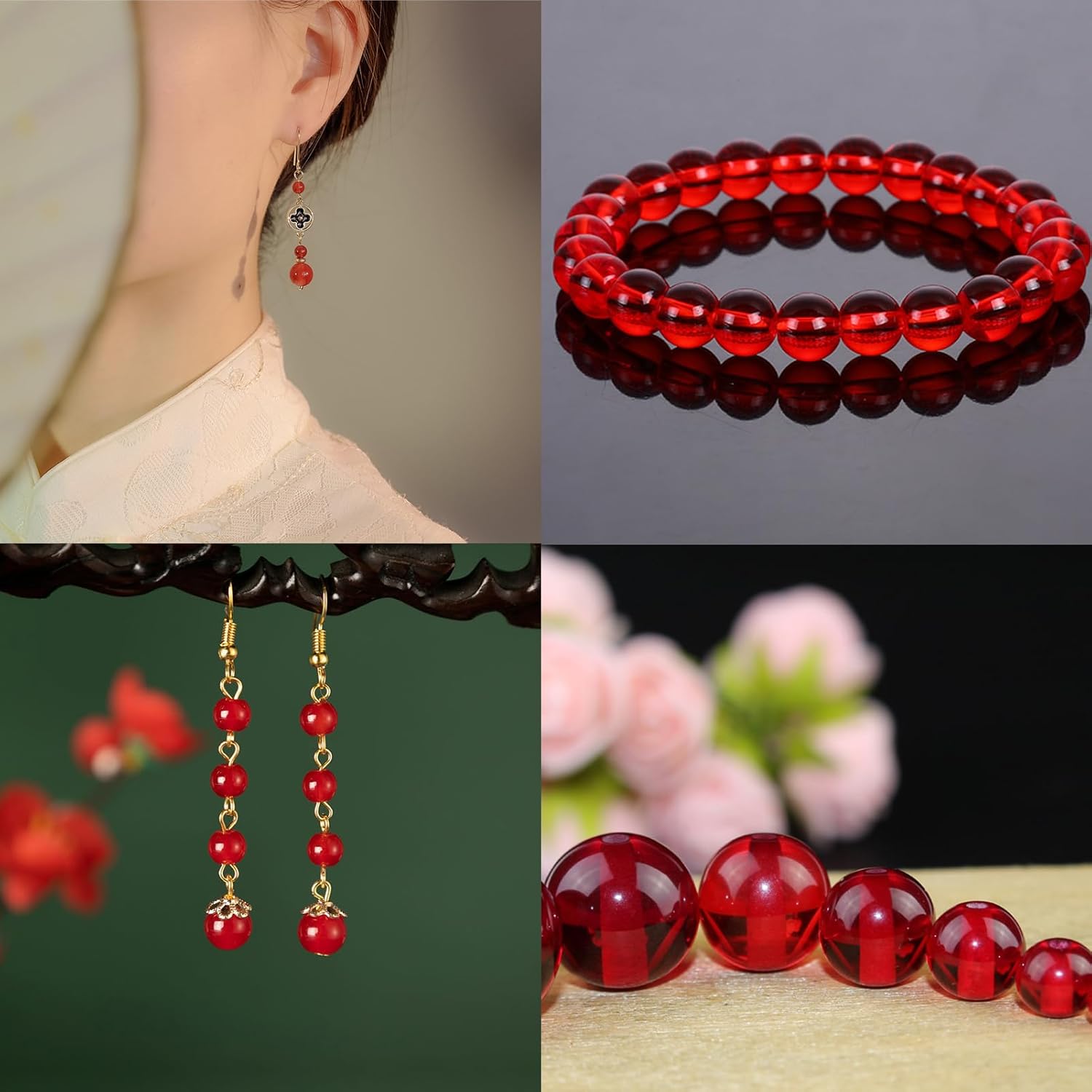 Gocelyn 476PCS Round Crystal Glass Beads for Jewelry Making(Red), Glass Spacer Loose Beads for Crafts Bracelets Necklaces Charms Pendants Friendship 4/6/8/10/12mm - Image 6