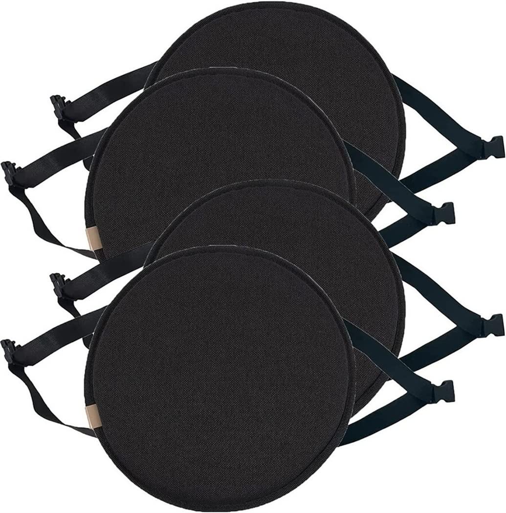 Round High Stool Chair Pads With Ties,Round Non Slip Kitchen Dining Seat Cushions Bar Chair Cushion 11.8inch/13inch/13.8inch/15.7inch/17.7inch Pack Of 1/2/4 ( Color : Black , Size : 15.7inch(4packs) )