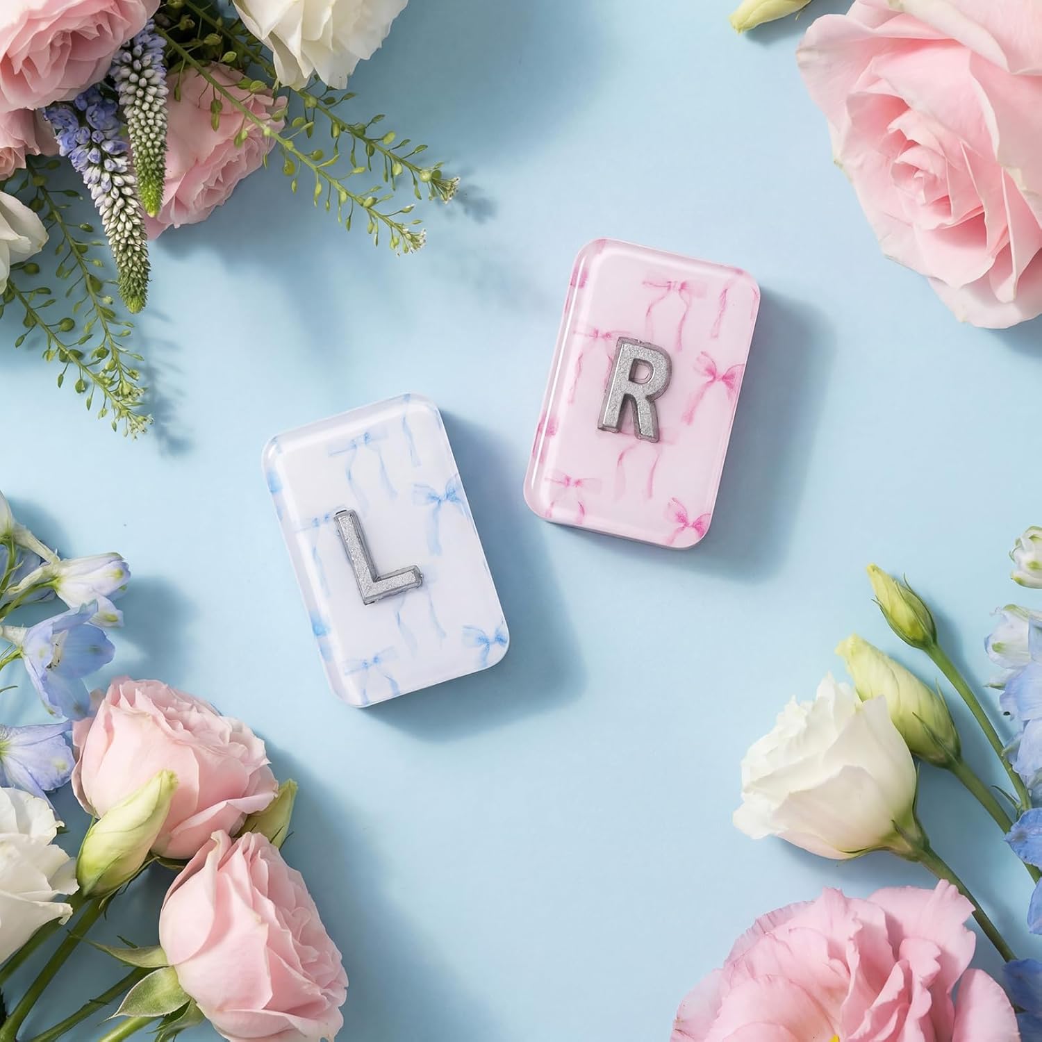 AceOrbit 2 Pack 1.5" x 1" X-Ray Markers Resin with Lead Letters Tech Markers Gift for Radiology Tech Nurses, Reusable & Washable (Pastel,Cute Bow)