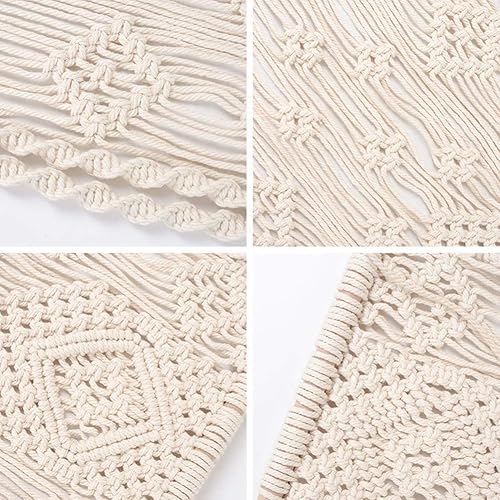 Miniatura 4 de AMIAEDU - Estante colgante de pared de macramé, hecho a mano, estilo bohemio, para interiores y macetas, colgador de cuerda para decoración de pared