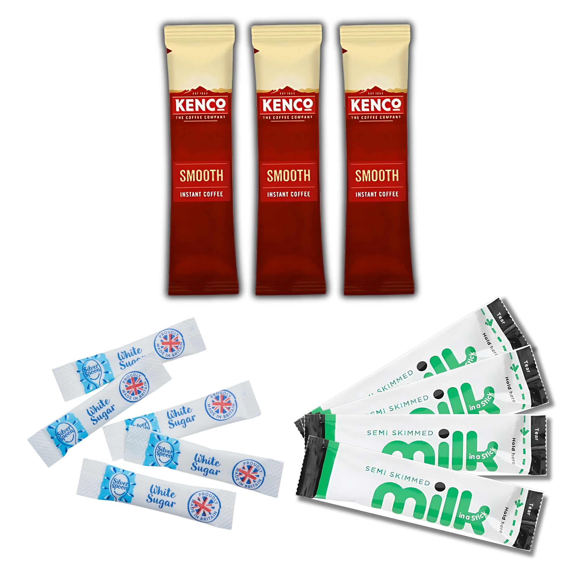 120-Piece Coffee Set - 30 Rich Instant Sachets, 30 Lakeland UHT Milk Sticks, 60 Silverspoon Sugar Sachets | Individually Wrapped Portions for Home, Office & Travel | Espresso Yourself