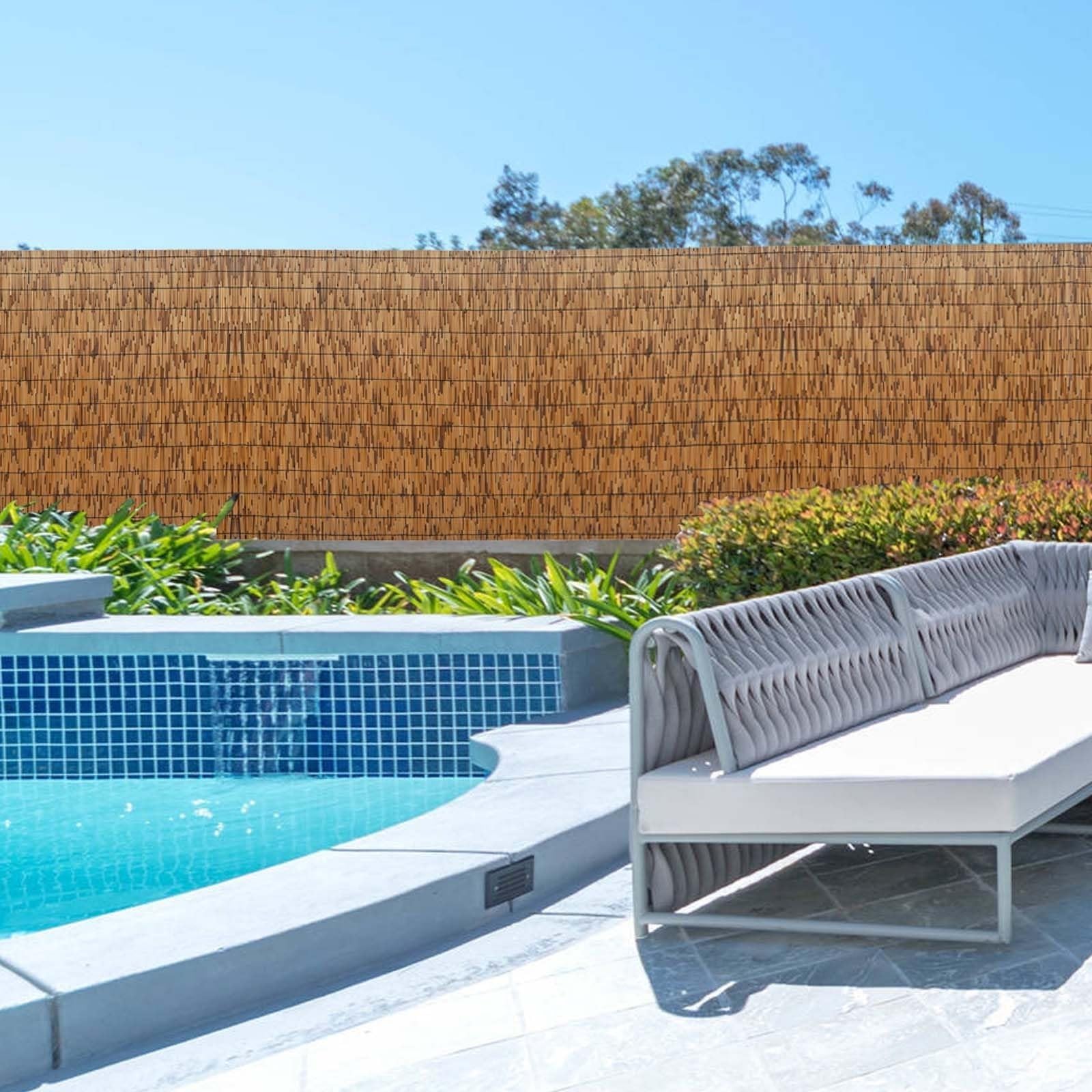 Clôture en Bambou 100x400cm 110x500cm 120x600cm 130x700cm Rouleau De Clôture en Roseau pour Terrasse Occultant Brise-Vue Clôture Décorative(130x300cm(4.3x9.8FT))