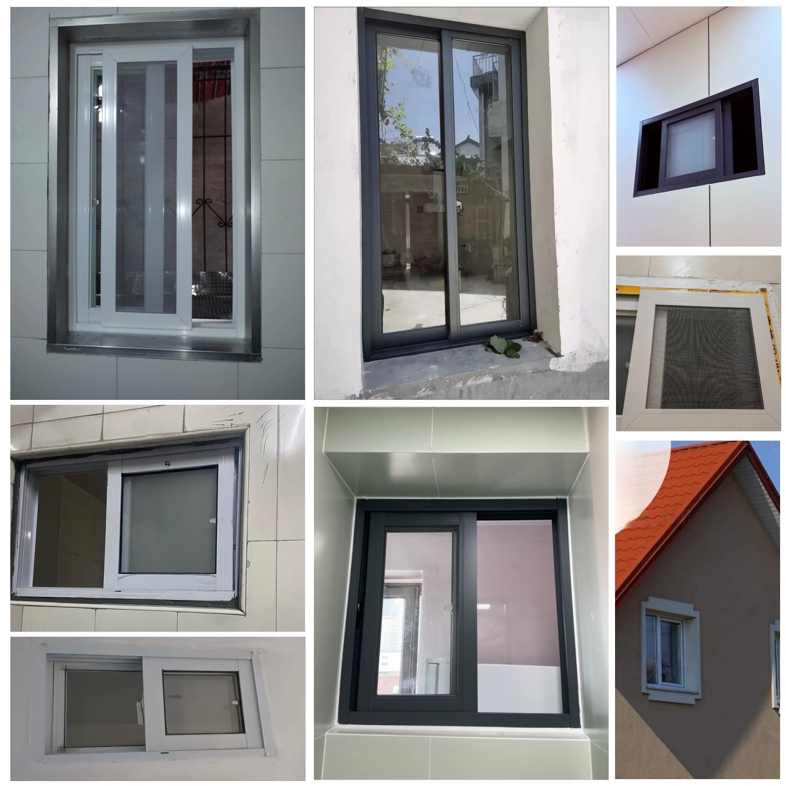 Aluminiowa konstrukcja do montażu podtynkowego z przesuwanym oknem piwnicy ze szkłem hartowanym i ekranem, łatwe przesuwanie do domu, garażu, szopy i piwnicy