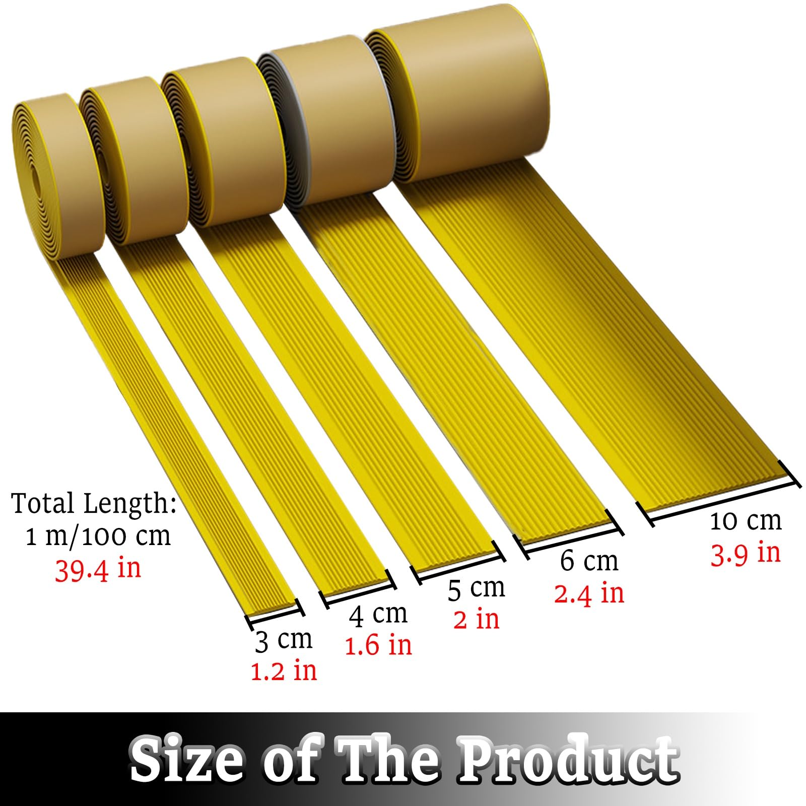 Perfil Protector de Escalera Pelar Y Pegar Goma Cinta De Agarre, Exterior Flexible Impermeable Peldaños Antideslizantes, Madera/Laminado/Hierro Escalera Cinta De Tracción Para Baño Cocina Escaleras(Go