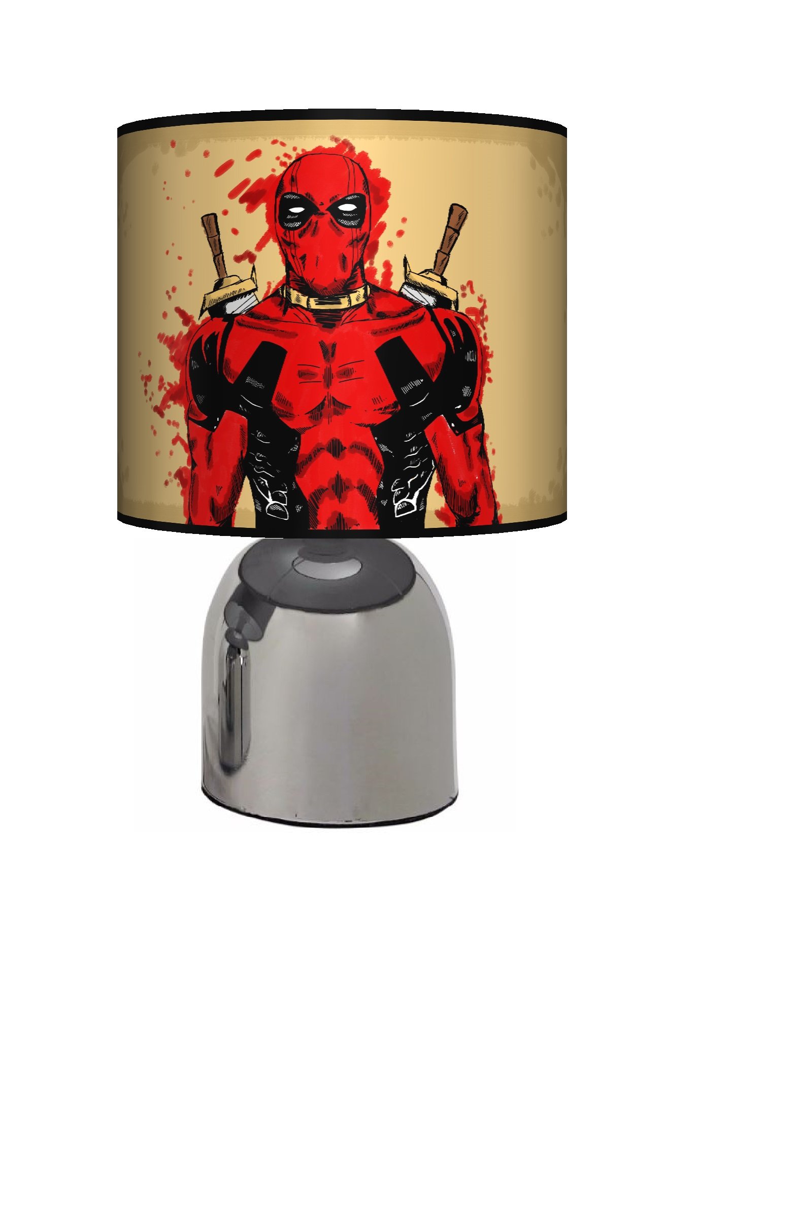 DEADPOOL - BEDSIDE TOUCH LAMP - BOYS BEDROOM LIGHT / LAMP SHADE. MAINS OPERATED (UK PLUG)