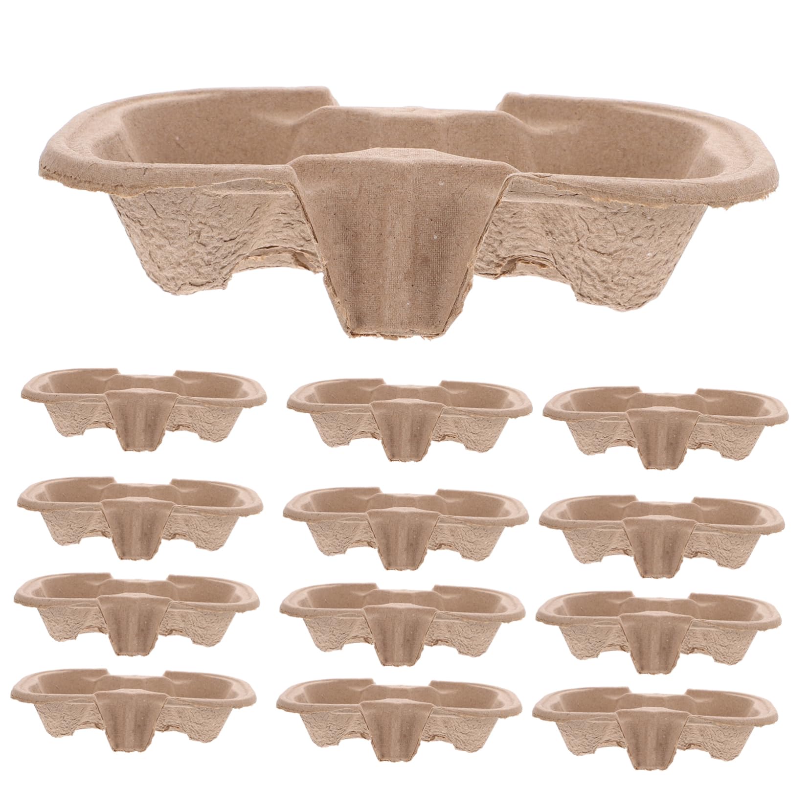 Didiseaon Portavasos de Papel Pulpa 2 Agujeros para Llevar Bebidas, Soporte Ligero y Resistente para 2 Tazas en Casa o Fiestas, Paquete de 50 Unidades