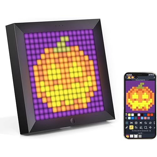 Divoom Pixoo - Pixel Art Digital Picture Frame with 16x16 LED Display APP Control - Cool Animation Frame Wall/Desk Mount for Gaming Room & Bedside Table -Black