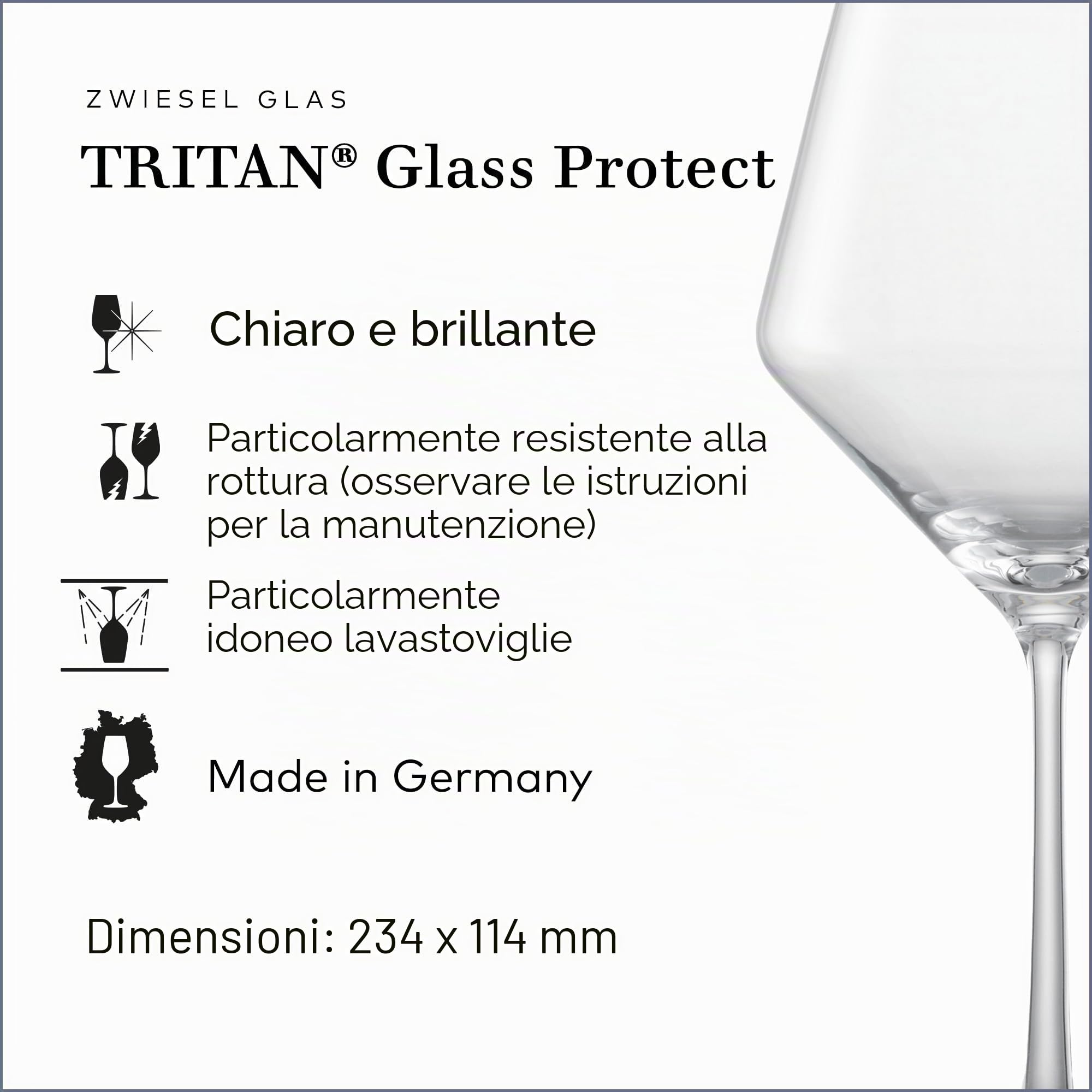 Zwiesel Glas Bicchieri da vino rosso bordeaux Pure (set da 2), graziosi bicchieri bordeaux per vino rosso, lavabili in lavastoviglie, realizzati in Germania (art. n. 122322)