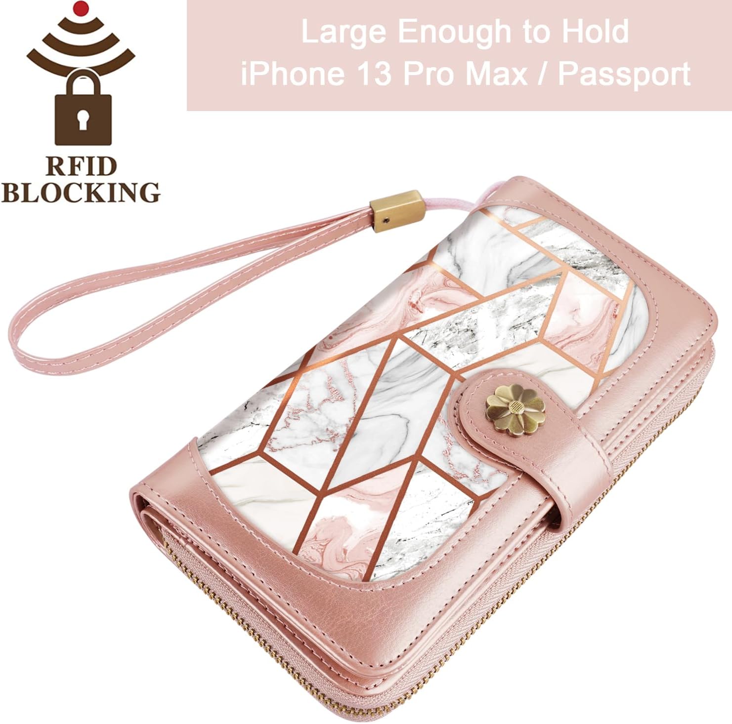 Wallets for Women Multi Card Holder Wallet Clutch Wallet Card Holder Organizer Ladies Purse with Wrist strap Purse - Image 6