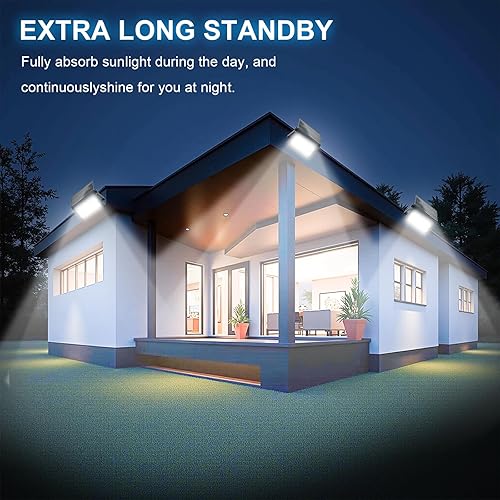 Miniatura 8 de Luces solares de seguridad de 150 W, luces de inundación solares, luces solares impermeables para exteriores, luces de seguridad alimentadas por