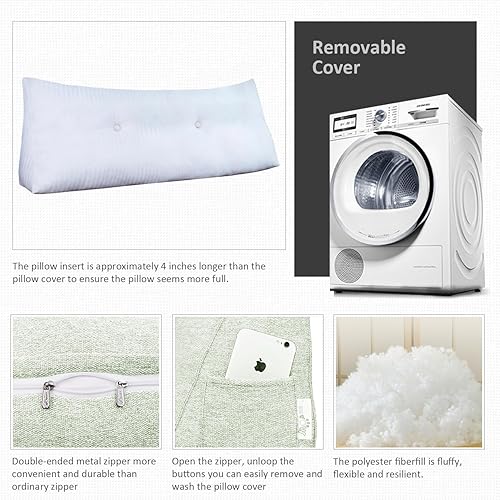 Miniatura 7 de BNCKTRD Almohada de cuña para cabecero, tamaño Queen XXL, almohada para respaldo de cama, cojín de respaldo para leer, ver la televisión, trabajar