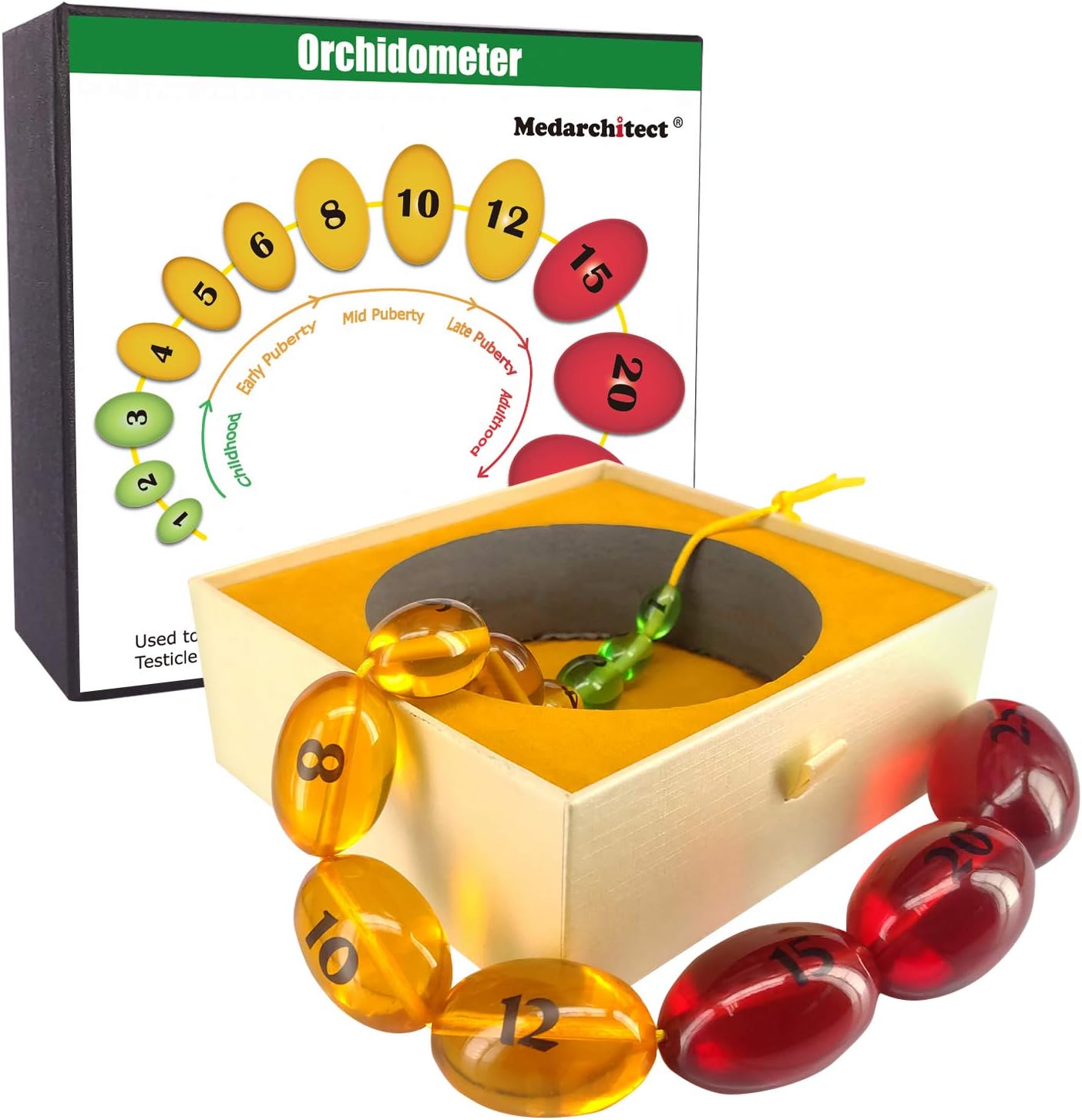Medarchitect Prader Orchidometer, Prader Balls, Endocrine Beads for Measuring Testis in Purberty Stage, Best Gift for Endocrinologist and Pediatrician.