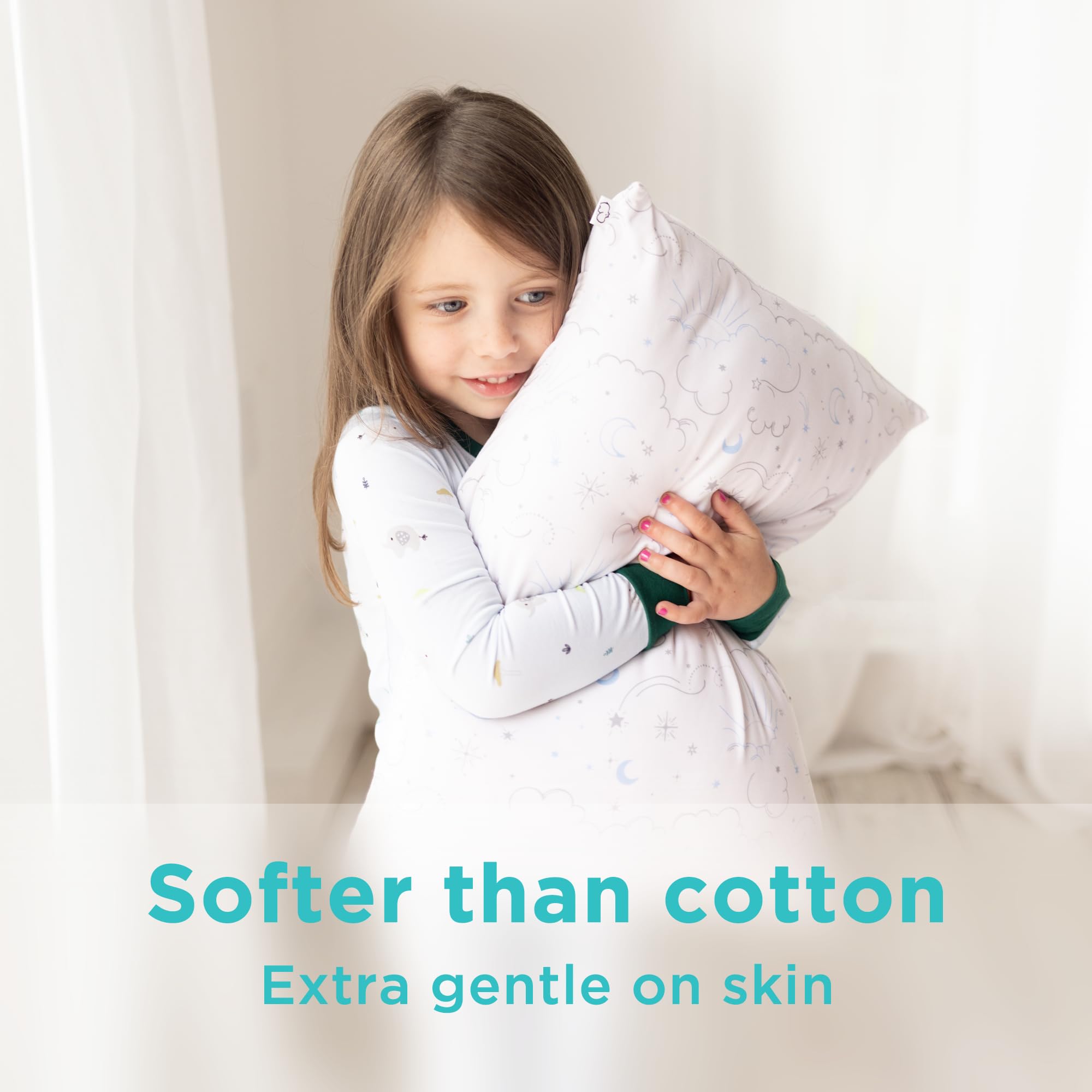 LittleHippo Oreiller pour enfant avec taie d'oreiller en bambou (viscose) – 33 x 45,7 cm hypoallergénique pour dormir, oreiller pour enfants, oreillers de voyage, mini oreiller, coussin de chambre