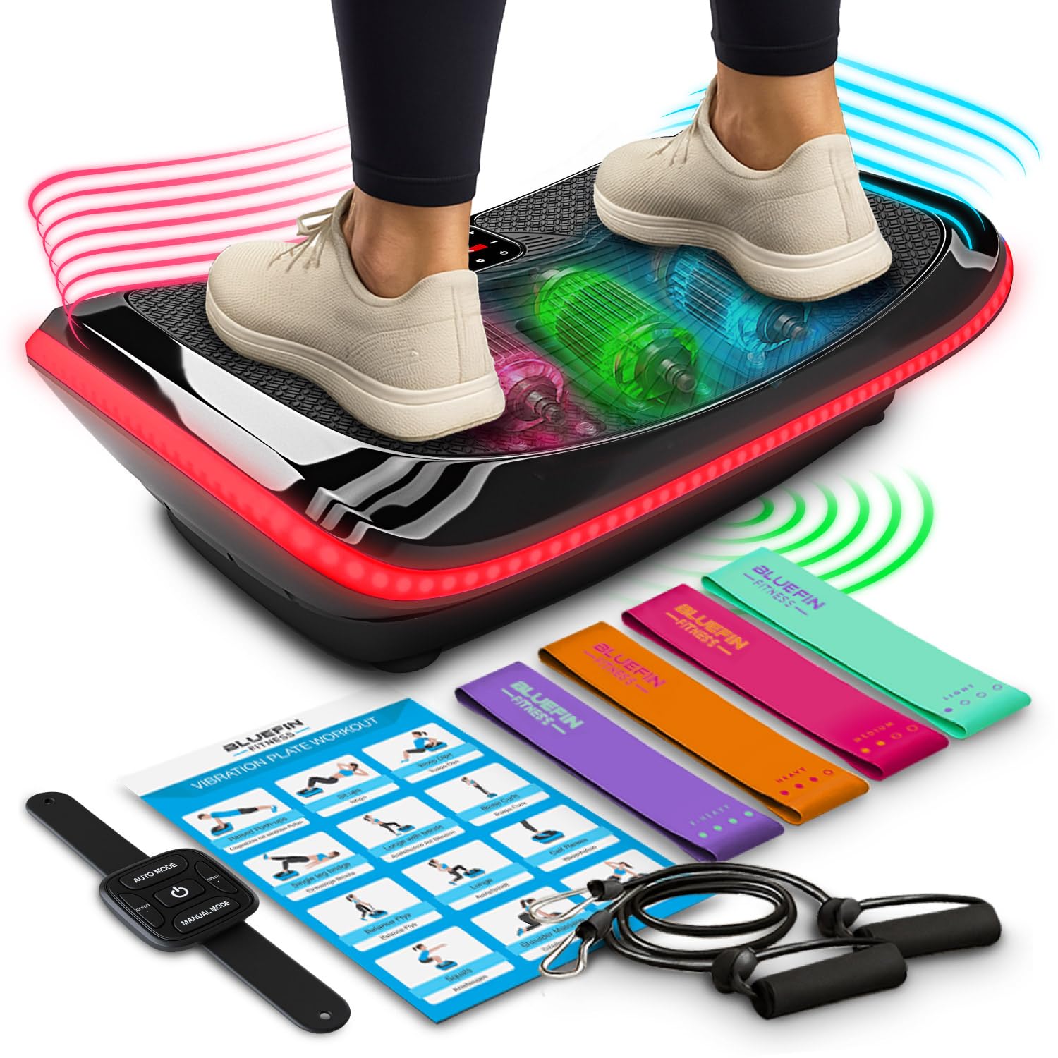 Bluefin 4D Triple Motor Vibration Plate Machine | Powerful Vibration Plate Exercise Machine with Magnetic Therapy | Bluetooth Speaker | Vibration Oscillation & Micro Vibration | Silent Drive Motors