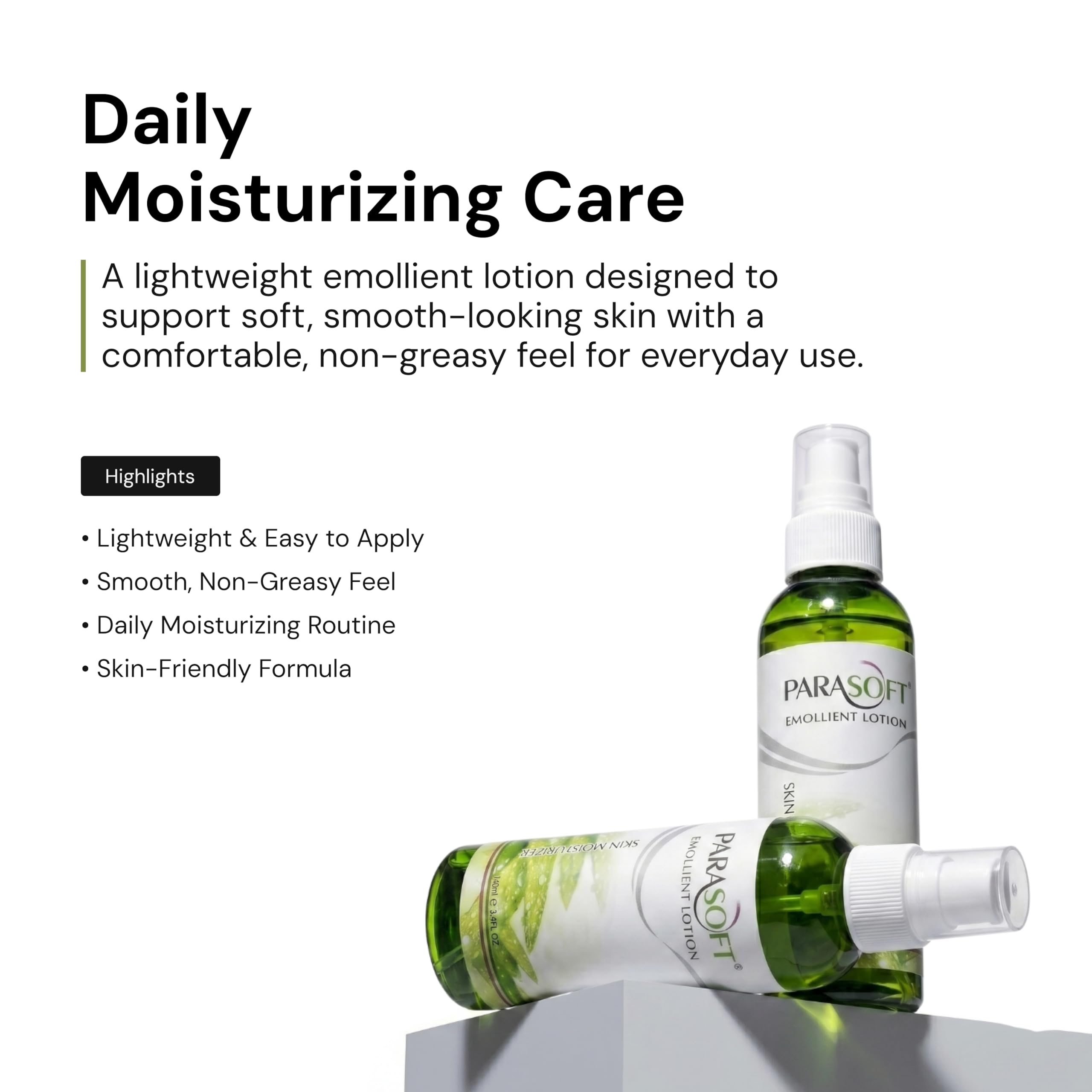 Parasoft Emollient Lotion for Face & Body - 100 ml β Lightweight Skin Moisturizer for Daily Hydration | Non-Greasy, Fast Absorbing Lotion for Soft & Smooth Skin