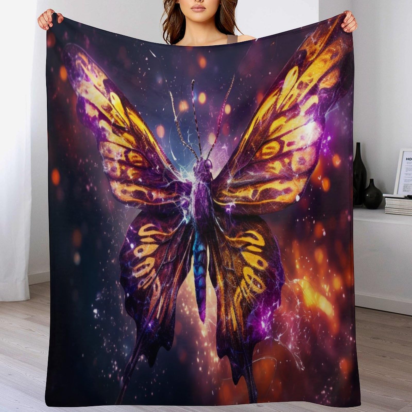 Couverture en papillon 3D polaire flannel de 150x200cm pour lit et canapé