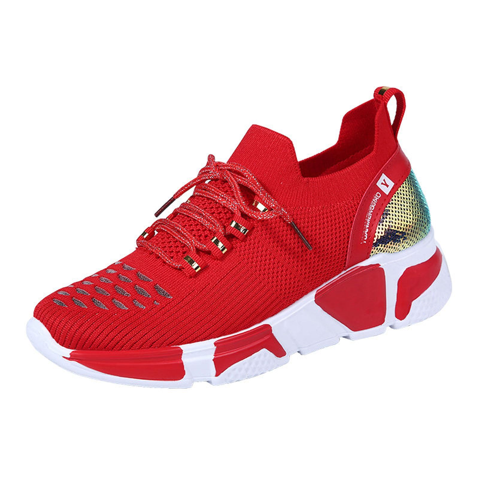 Baskets traditionnelles rouges pour femmes chaussures de sport à lacets - 8
