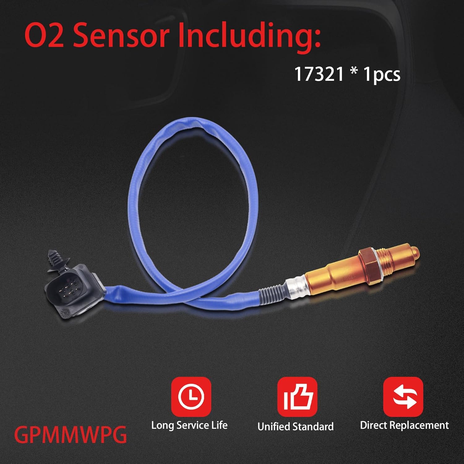 1PCS O2 Sensor 17321, 02 Sensor, Automotive Replacement Oxygen Sensor Compatible with Ford for E150 for F150 for Explorer for Flex for Police Interceptor for Transit