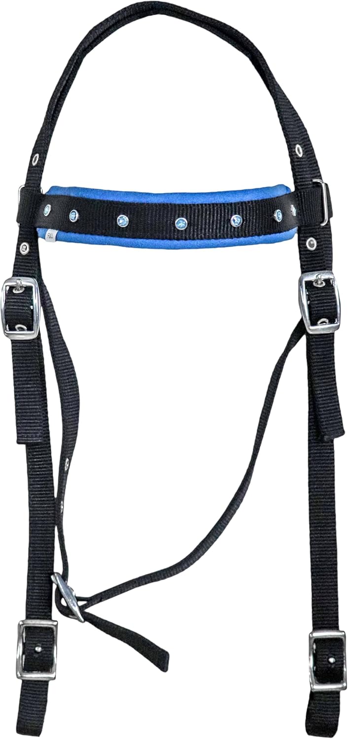 HUMAYL Saddlery Tack Set Headstall Breast Collar and Reins Western Barrel Racing Crystal Show Horse Synthetic Nylon Padded Browband Horse Saddle Multiple Color for Horses Size: Full-Cob, H036