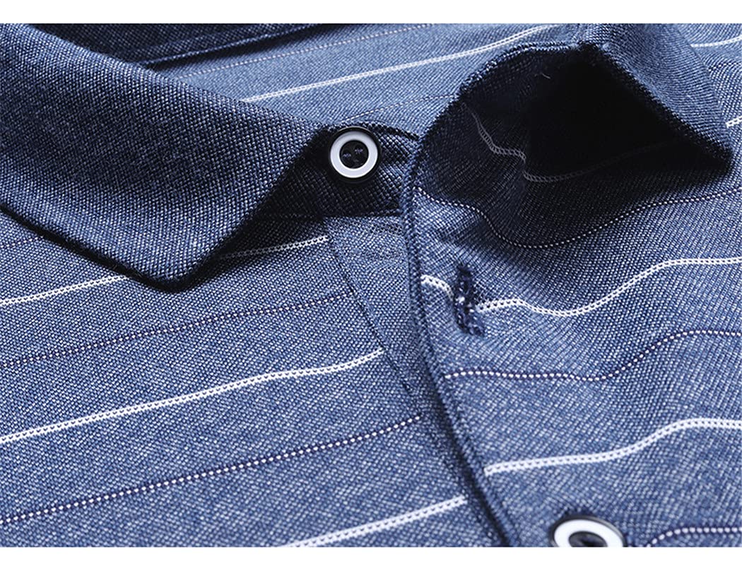 Uomini Plain Polo Shirt A Righe Casual Manica Lunga Top Abbigliamento