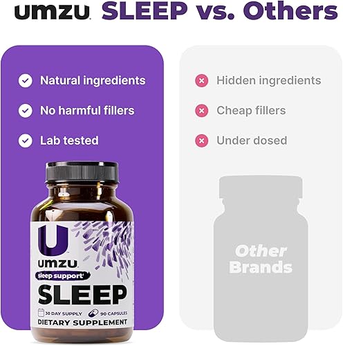 Miniatura 7 de UMZU Suplementos de magnesio para el sueño con GABA y L-teanina, relajación corporal completa y apoyo al estado de ánimo, fórmula sin melatonina