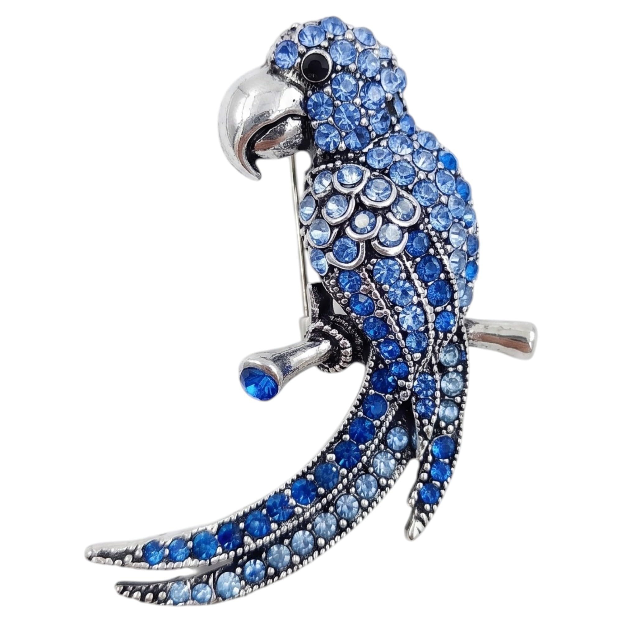 Women Sparkling Blue Parrot Unisex Brooch Pin-image-39