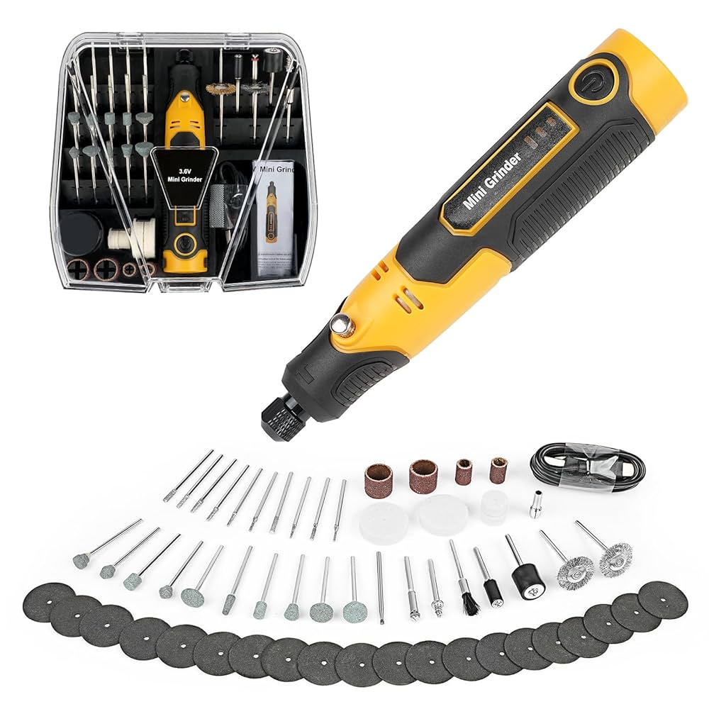 Amazon | ミニルーター 57点セット リューター 充電式 3.6V 3段